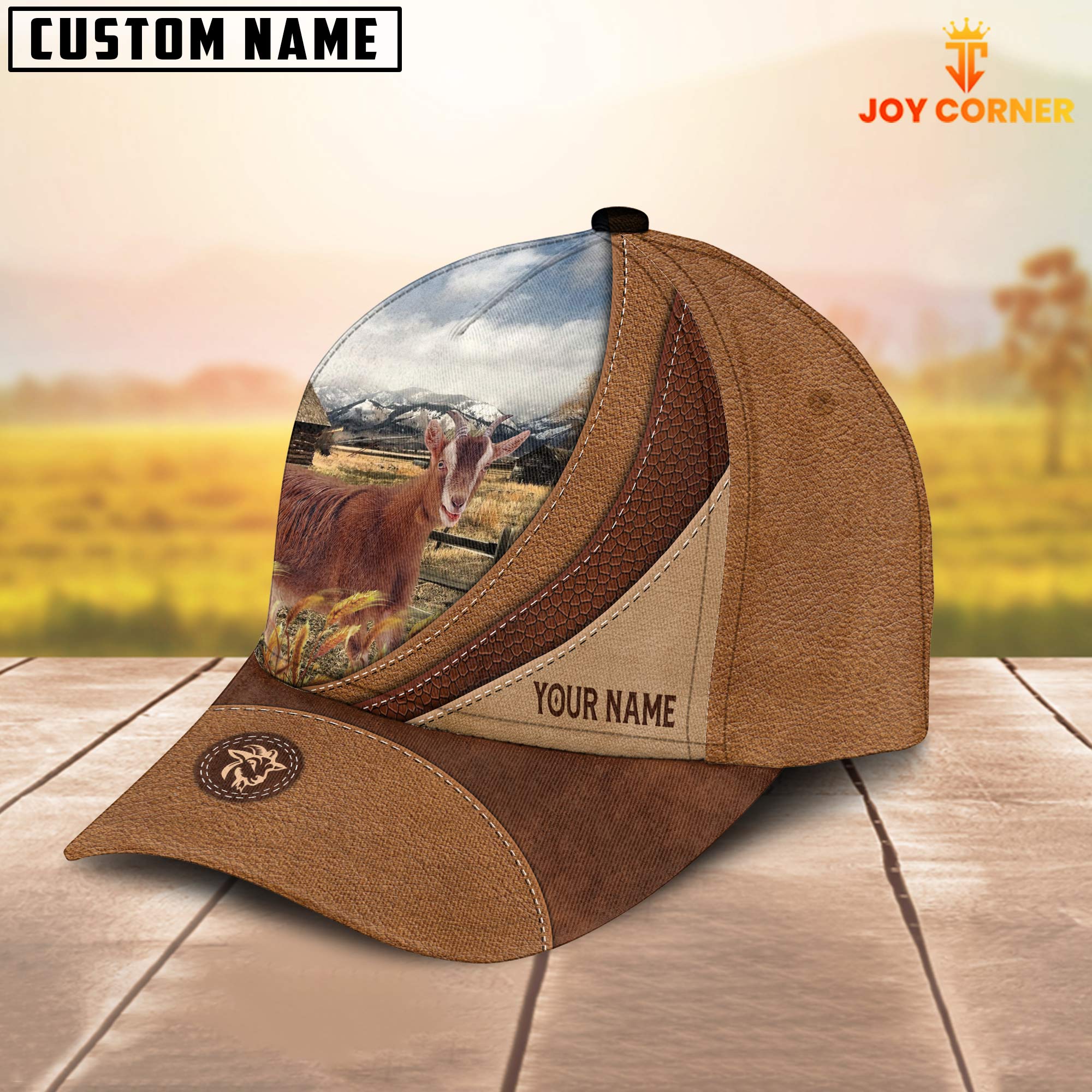 Custom Name Goat Brown Classic Cap