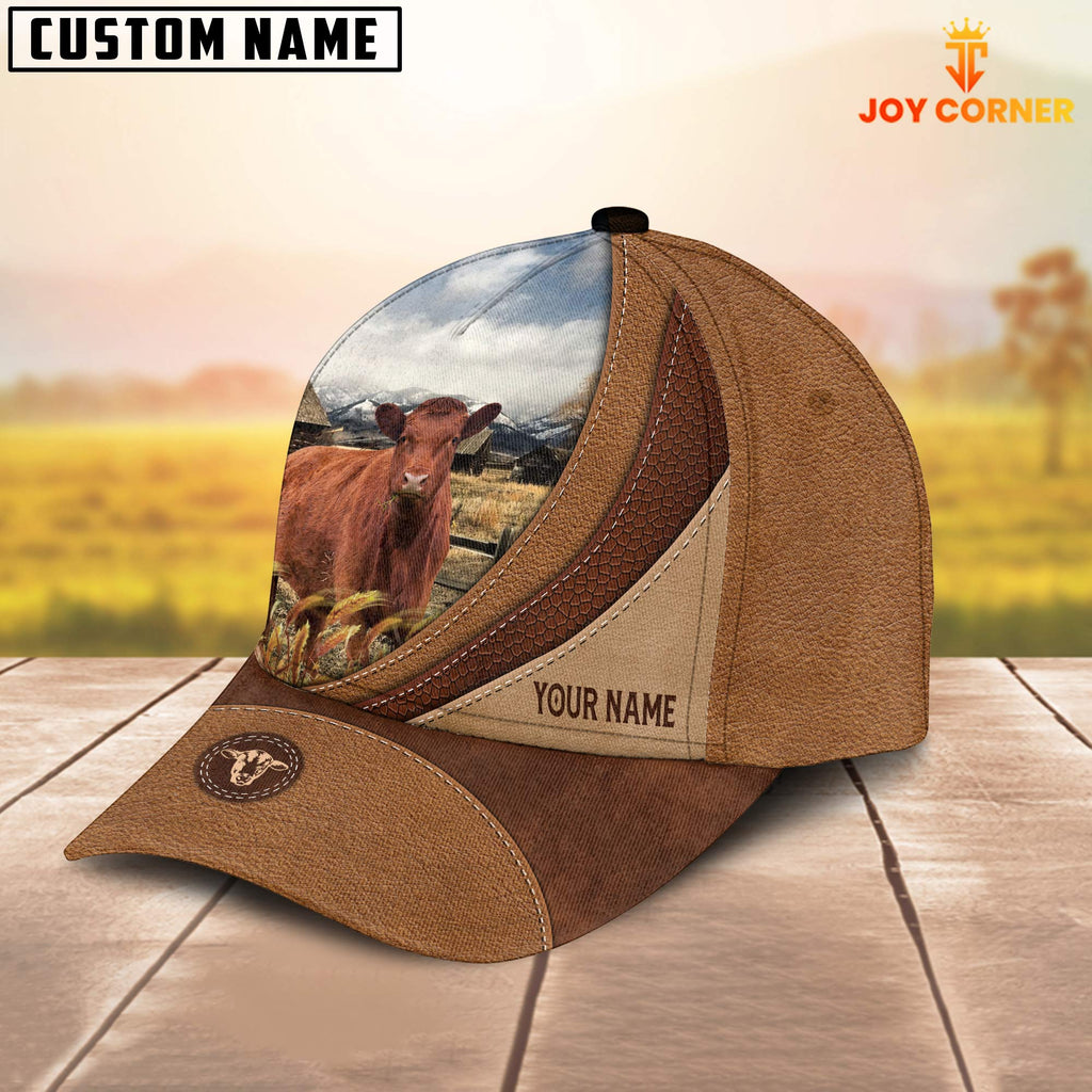 Custom Name Red Angus Brown Classic Cap