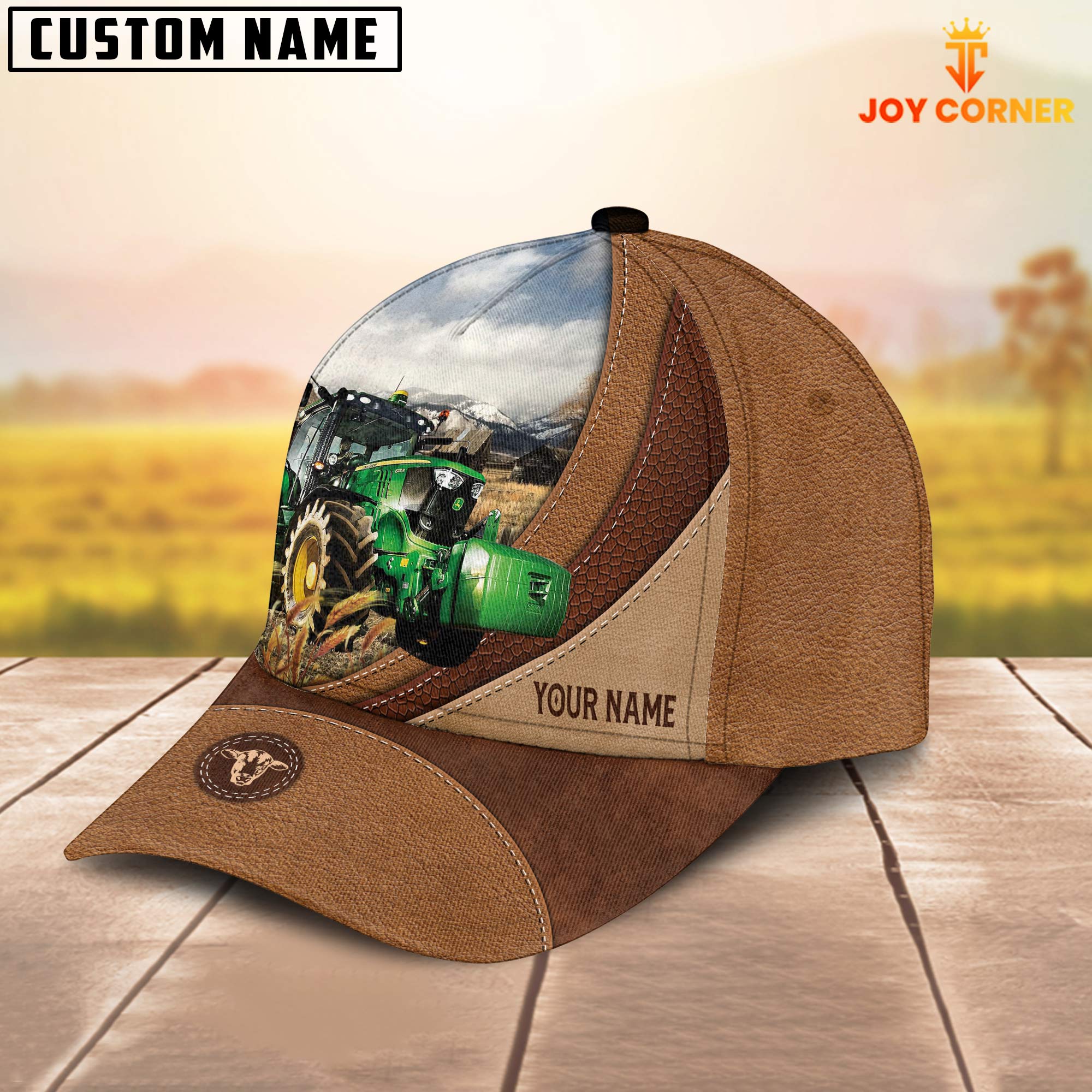 Custom Name Tractor Brown Classic Cap