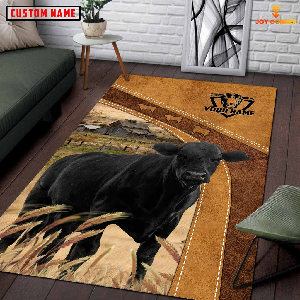 Black Angus Farming Brown Personalized Name 3D Rug