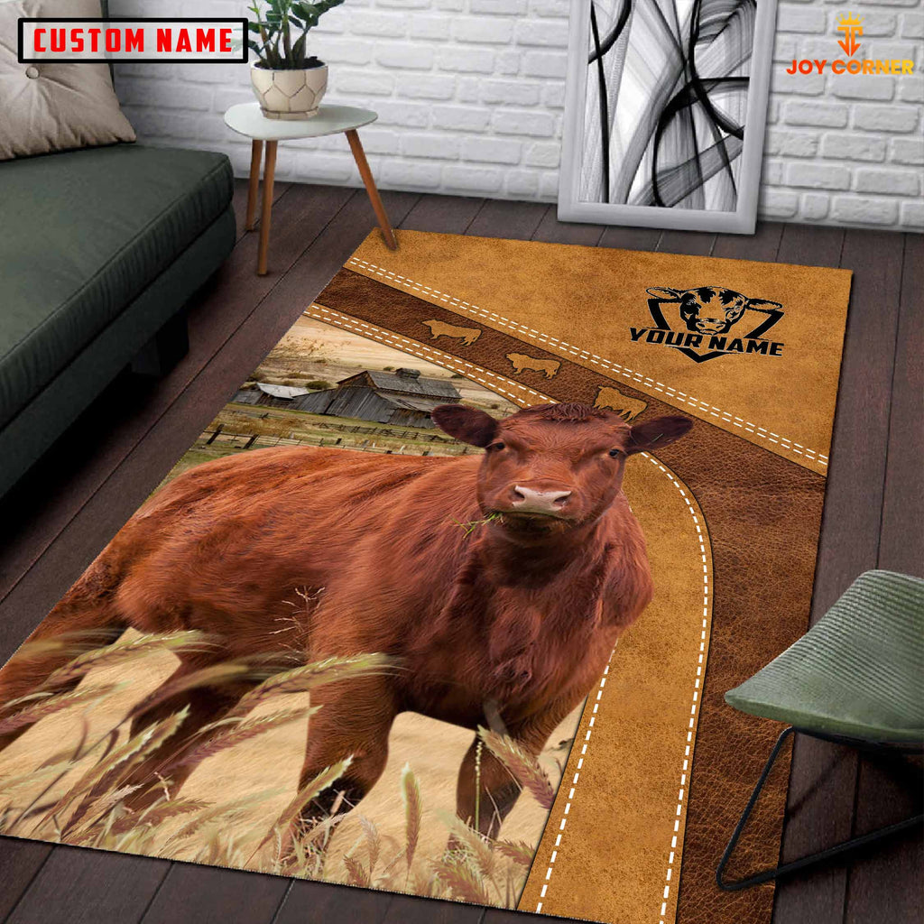 Red Angus Farming Brown Personalized Name 3D Rug