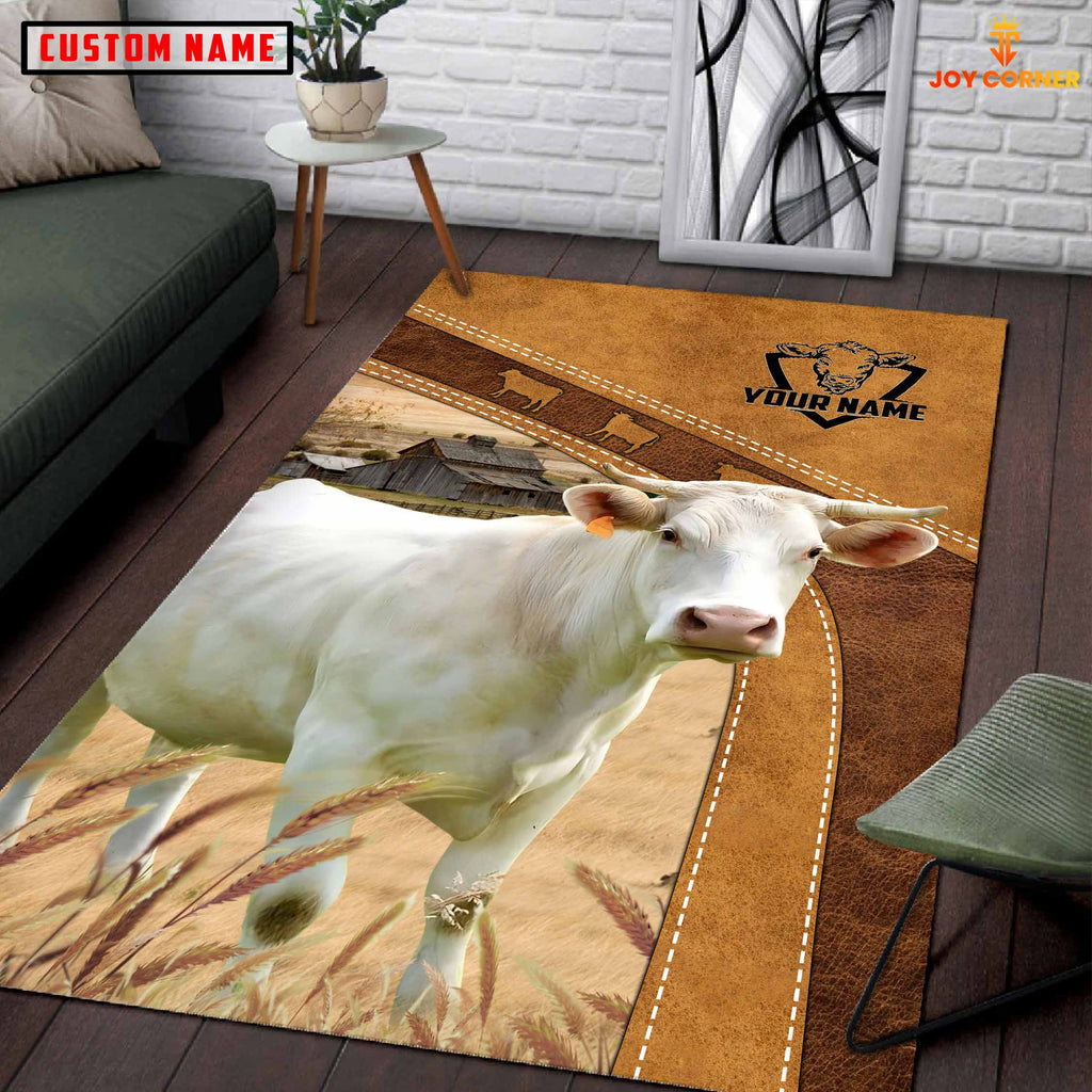 Charolais Farming Brown Personalized Name 3D Rug