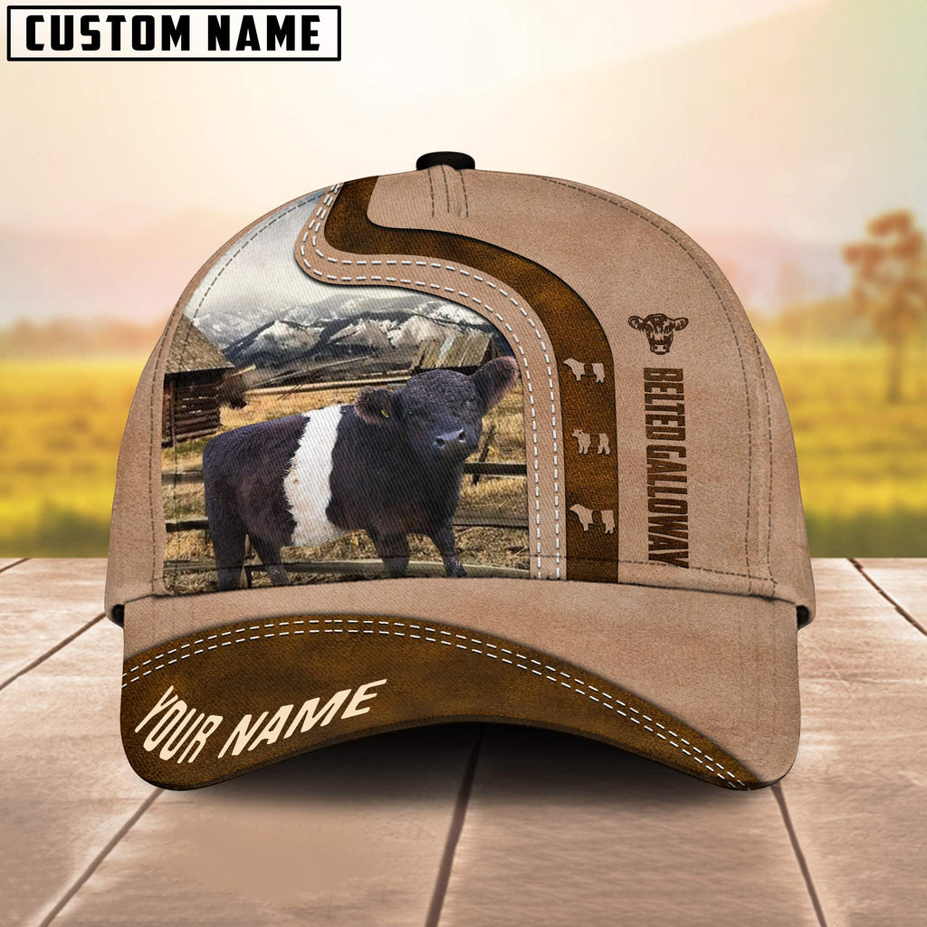 Custom Name Belted Galloway Light Brown Cap