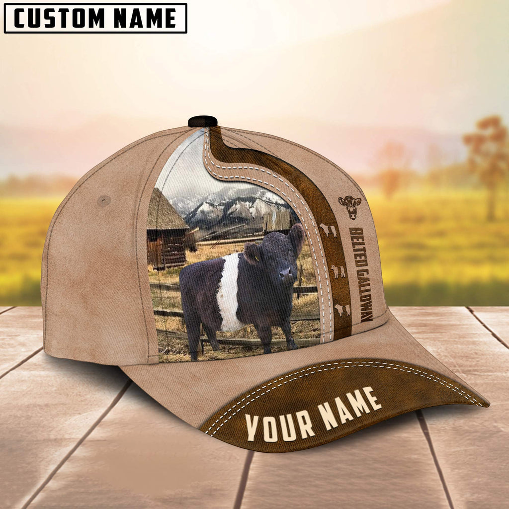 Custom Name Belted Galloway Light Brown Cap