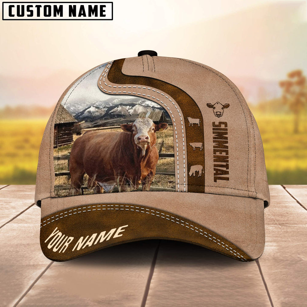 Custom Name Simmental Light Brown Cap