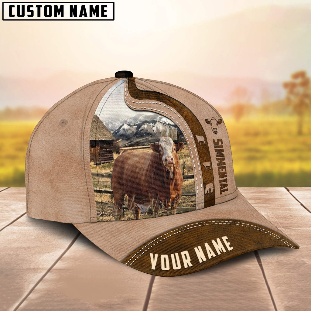 Custom Name Simmental Light Brown Cap