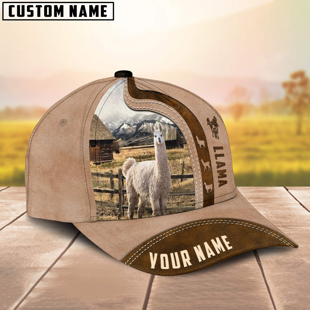 Custom Name LLama Cattle Light Brown Cap