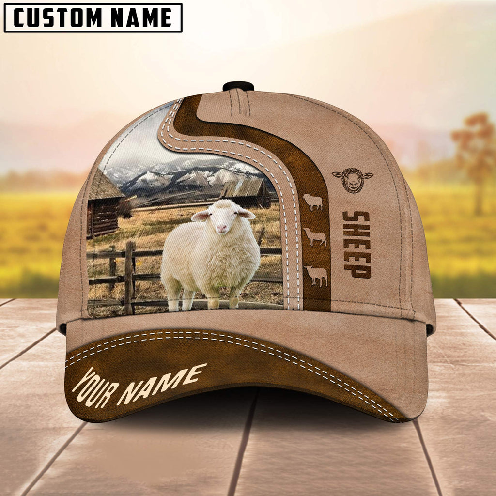 Custom Name Sheep Cattle Light Brown Cap