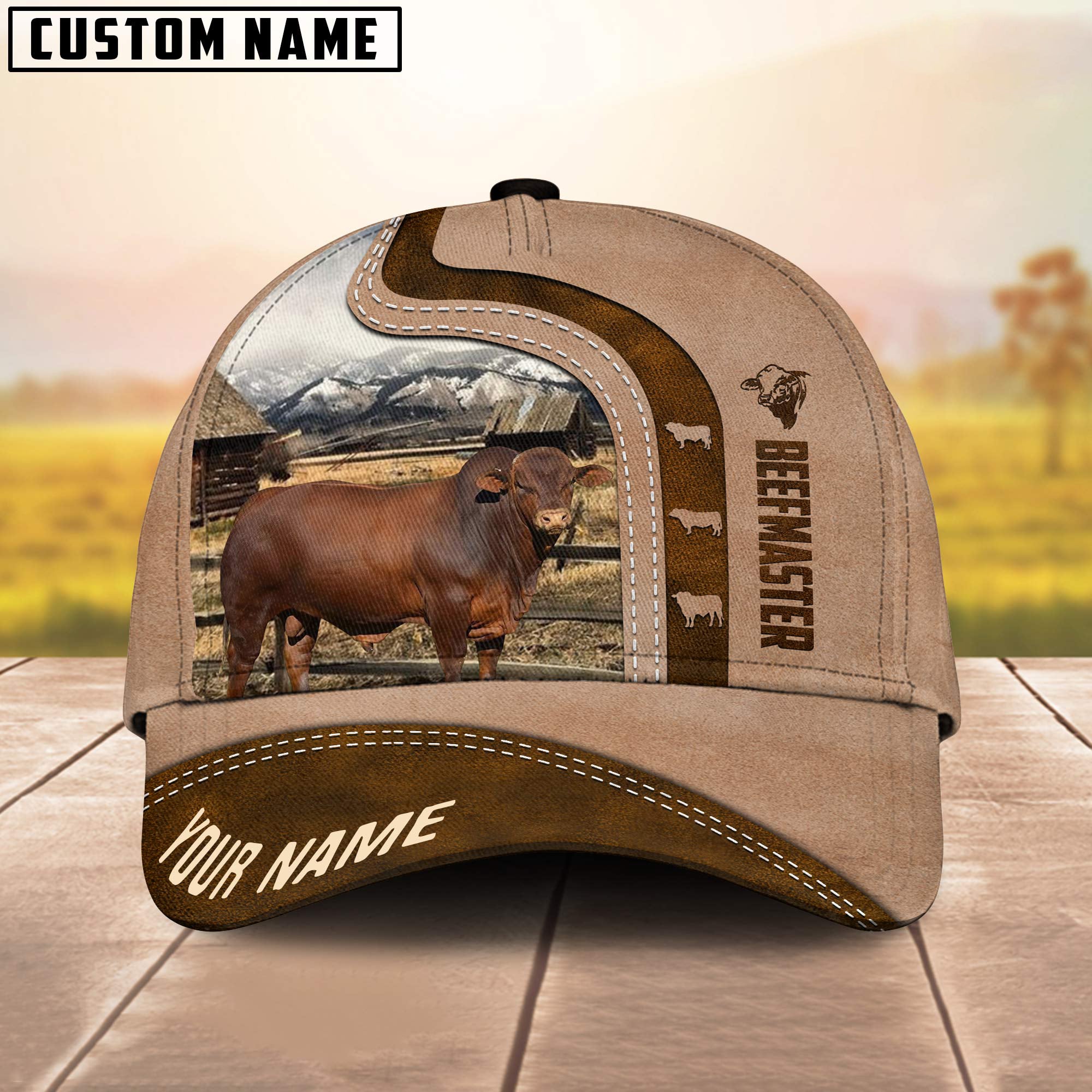 Custom Name Beefmaster Cattle Light Brown Cap