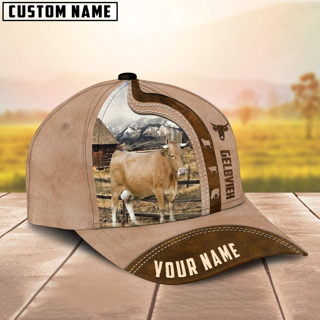 Custom Name Gelbvieh Cattle Light Brown Cap