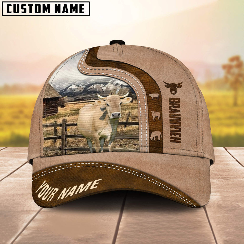 Custom Name Braunvieh Cattle Light Brown Cap