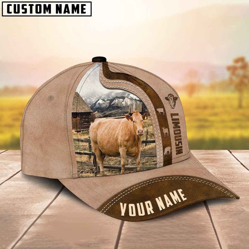 Custom Name Limousin Cattle Light Brown Cap