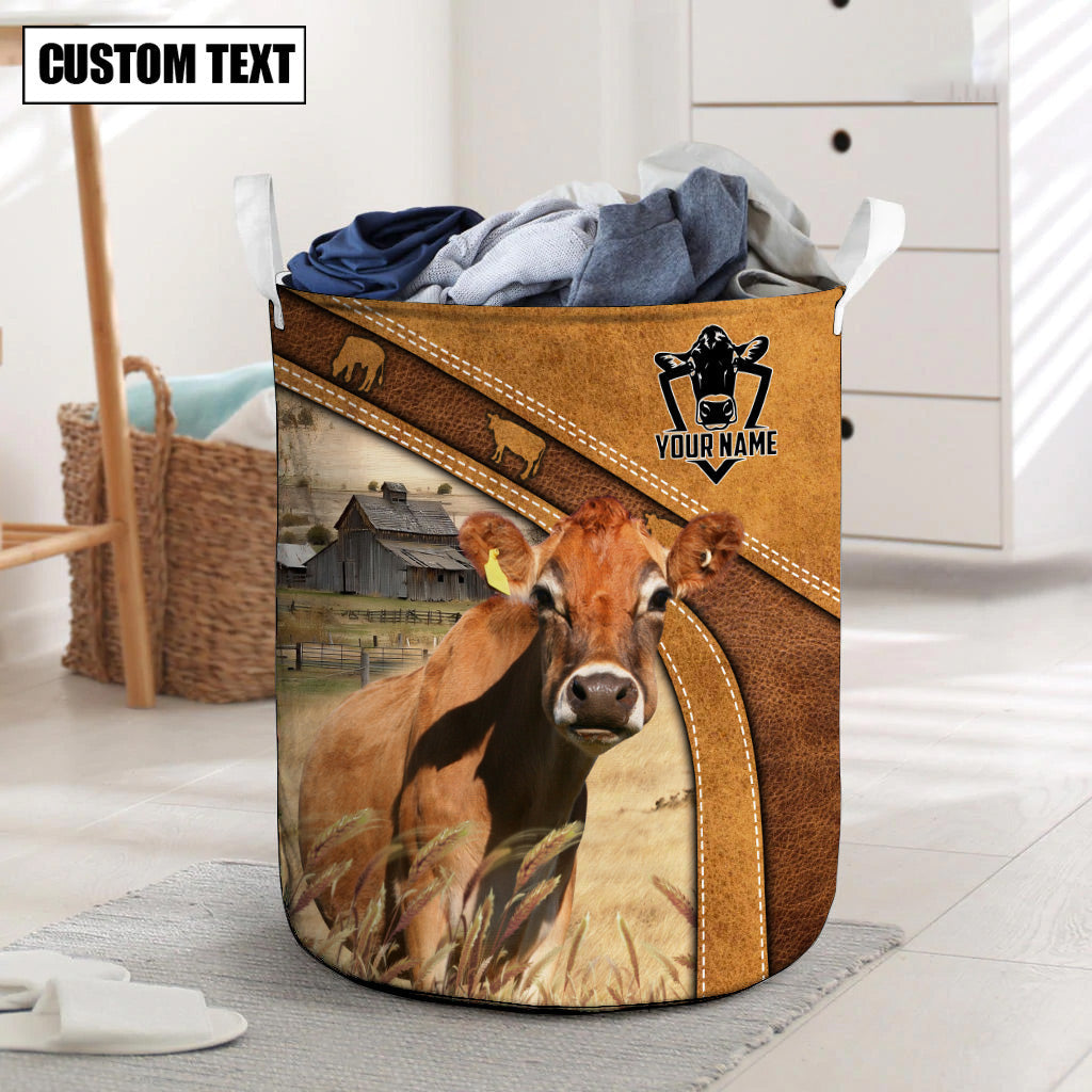 Jersey Cattle Brown Custom Name Basket