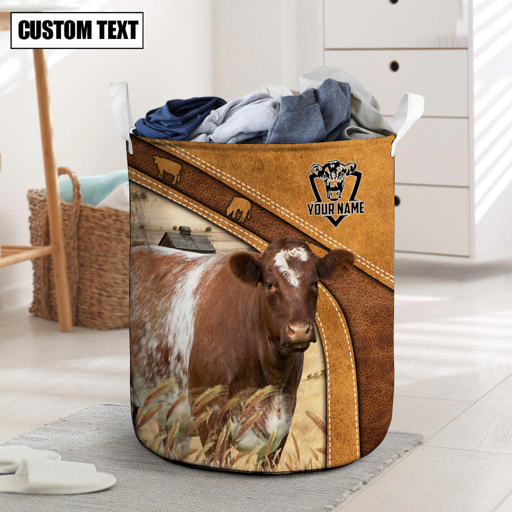 Shorthorn Cattle Brown Custom Name Basket