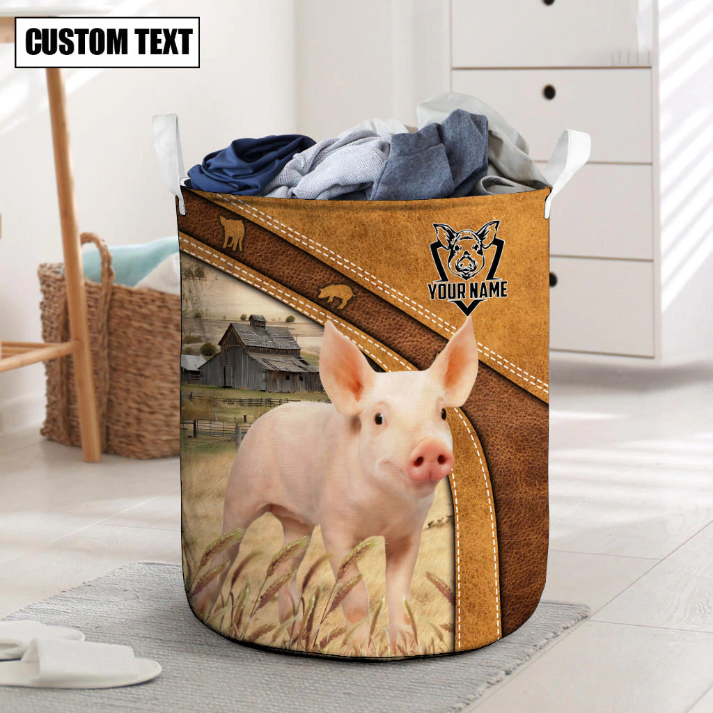 Pig Brown Custom Name Basket