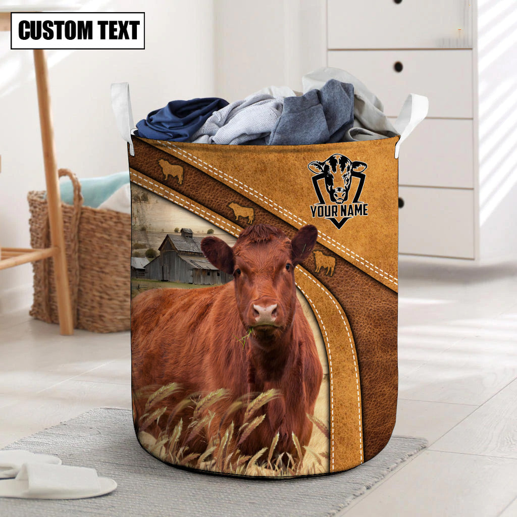 Red Angus Cattle Brown Custom Name Basket