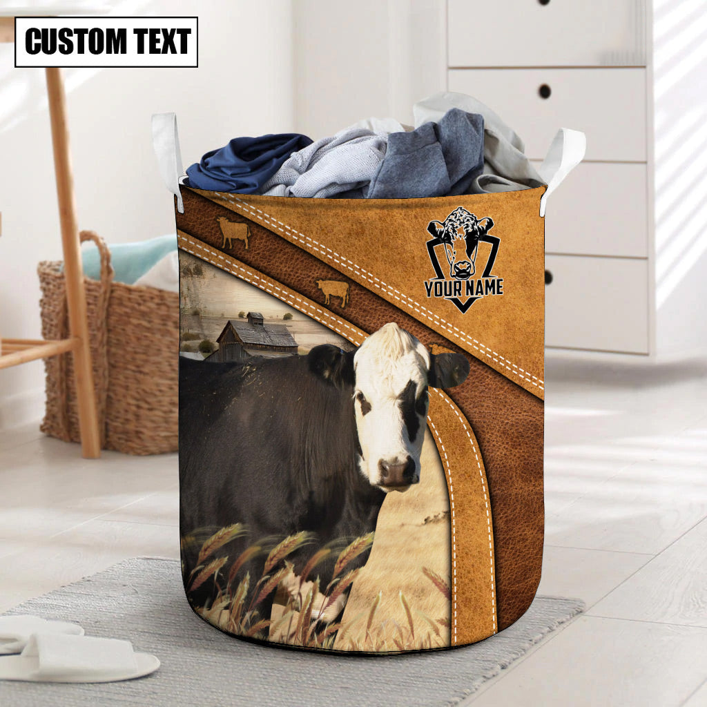 Black Hereford Cattle Brown Custom Name Basket