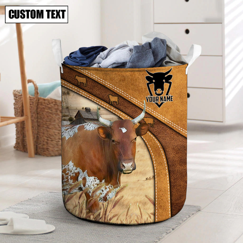 Florida Cracker Cattle Brown Custom Name Basket