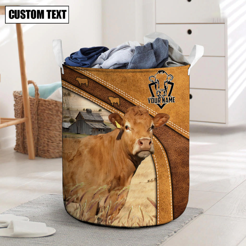 Limousin Cattle Brown Custom Name Basket