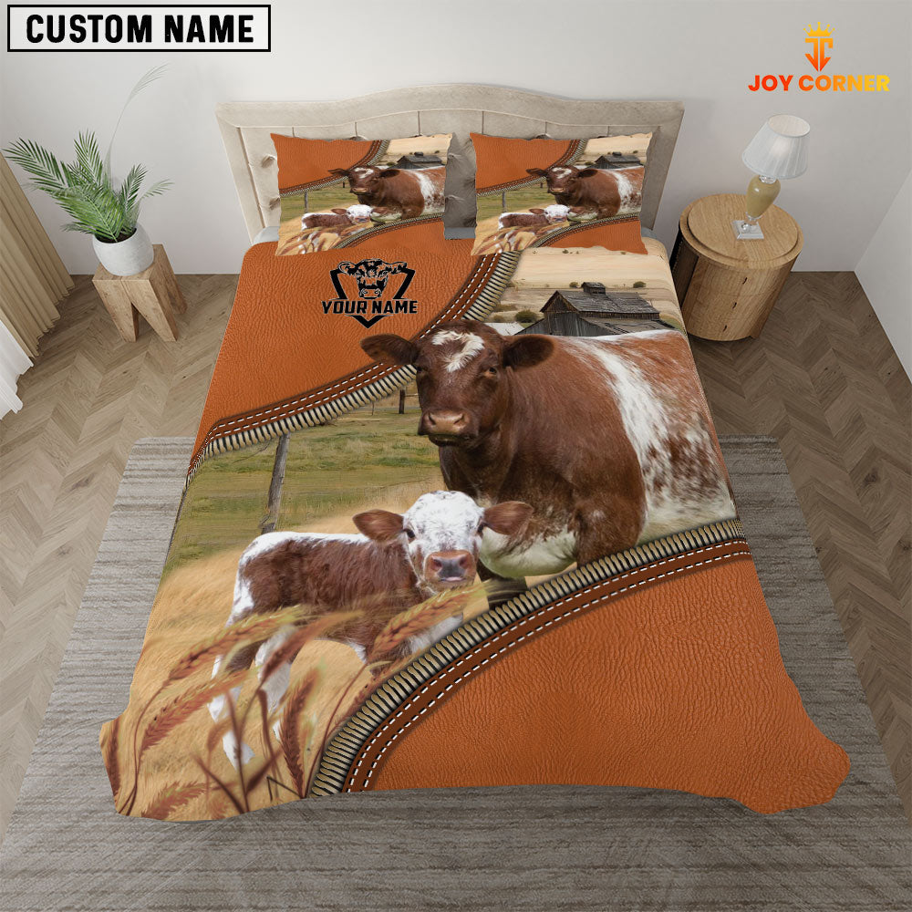 Shorthorn On The Farm Customized Name 3D Bedding Set