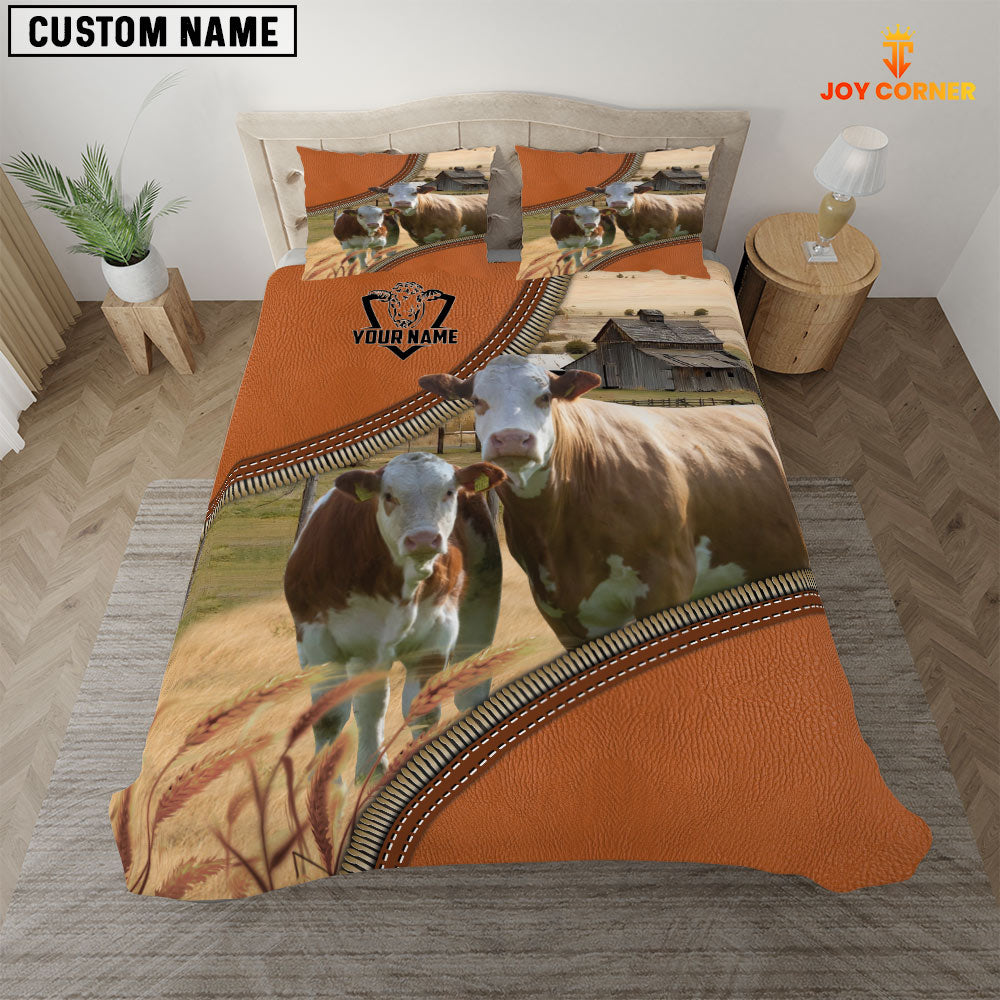 Simmental On The Farm Customized Name 3D Bedding Set