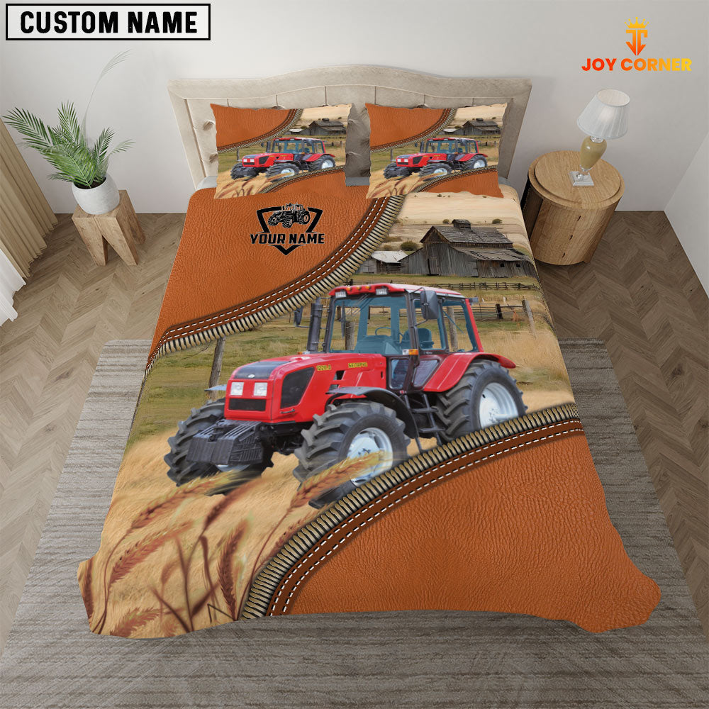 Red Tractor On The Farm Customized Name 3D Bedding Set
