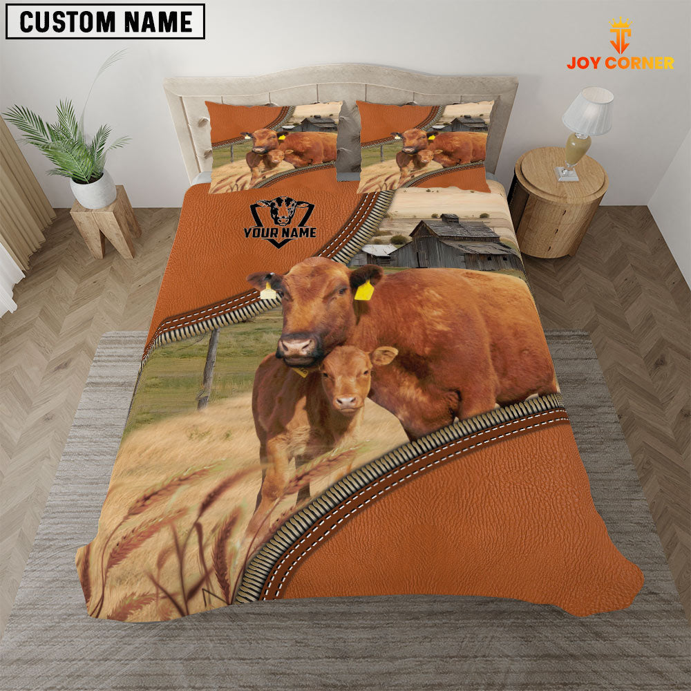Red Angus On The Farm Customized Name 3D Bedding Set