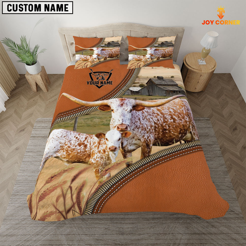 Texas Longhorn On The Farm Customized Name 3D Bedding Set