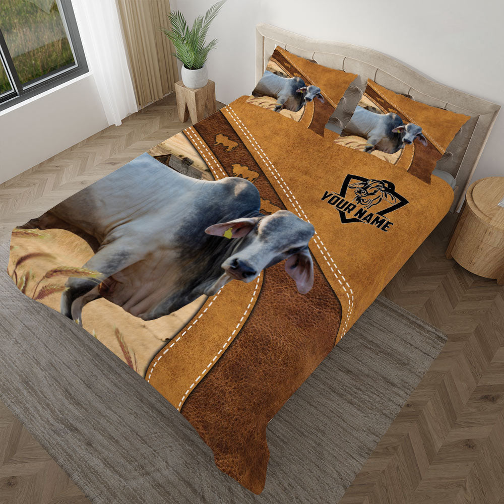 Grey Brahman Cattle Customized Bedding set