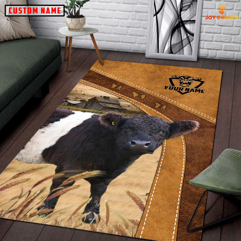 Belted Galloway Farming Brown Personalized Name 3D Rug