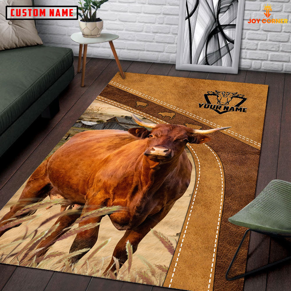 Salers Farming Brown Personalized Name 3D Rug