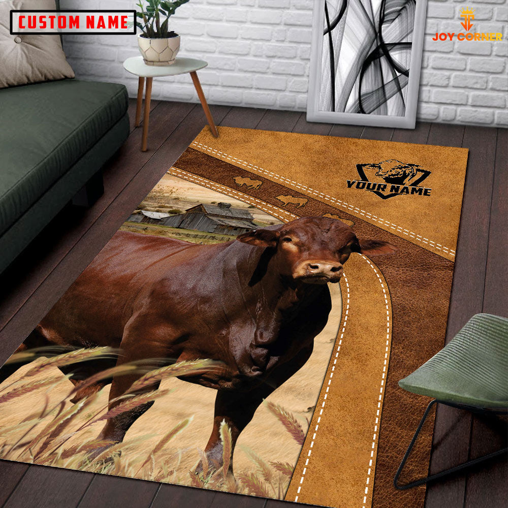 Beefmaster Farming Brown Personalized Name 3D Rug