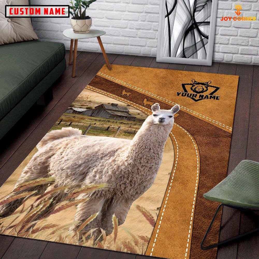 Llama Farming Brown Personalized Name 3D Rug