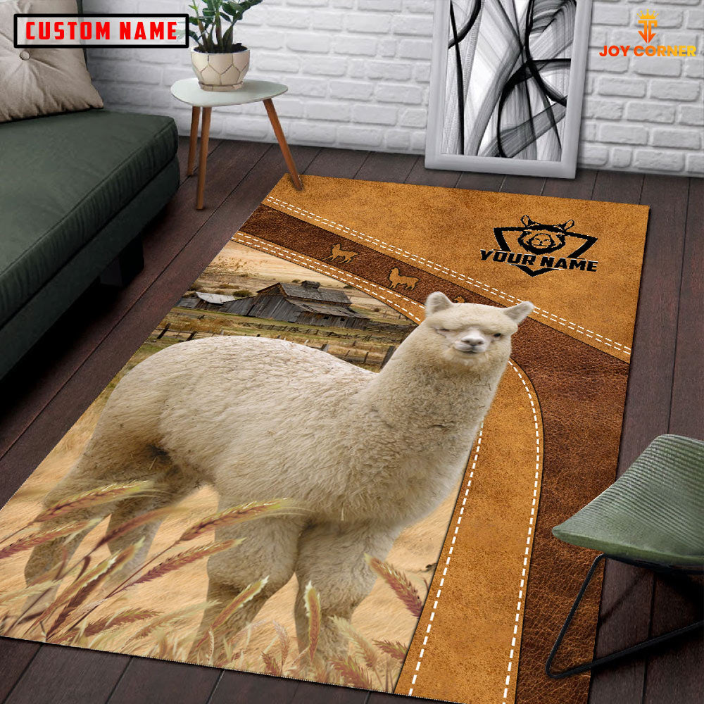 Alpaca Farming Brown Personalized Name 3D Rug