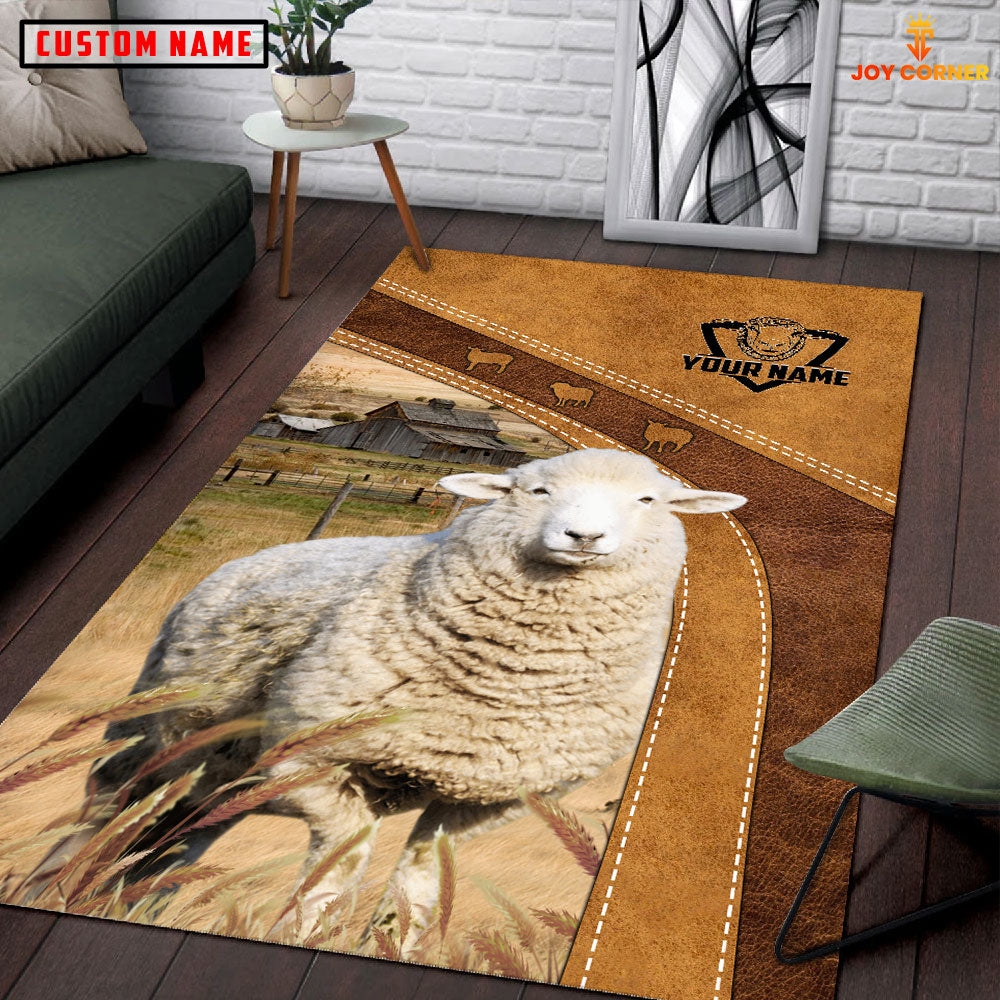 Sheep Farming Brown Personalized Name 3D Rug