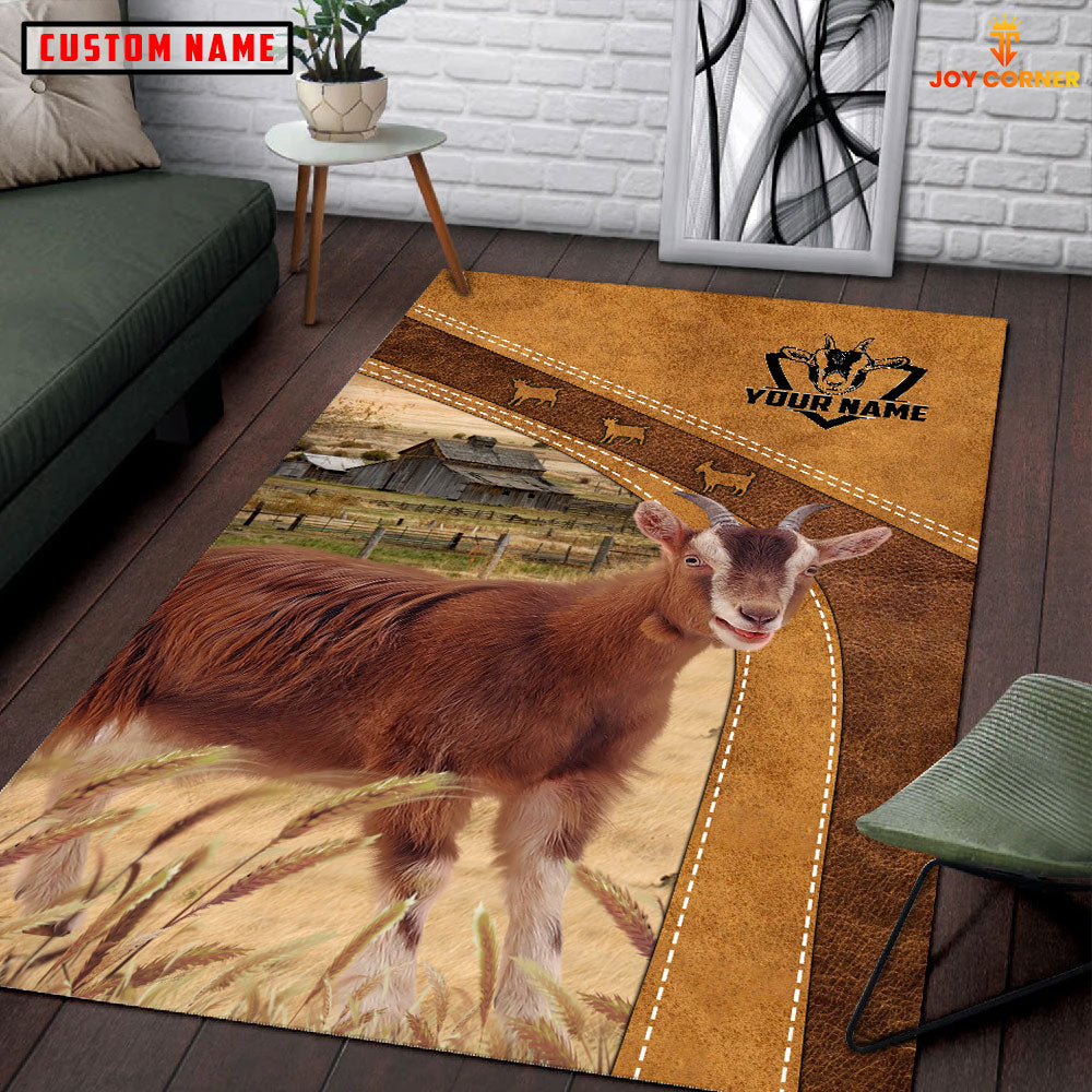 Goat Farming Brown Personalized Name 3D Rug