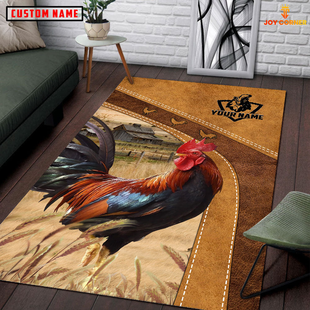Chicken Farming Brown Personalized Name 3D Rug