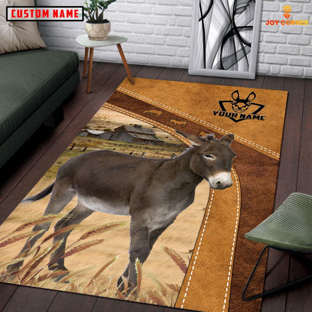 Donkey Farming Brown Personalized Name 3D Rug