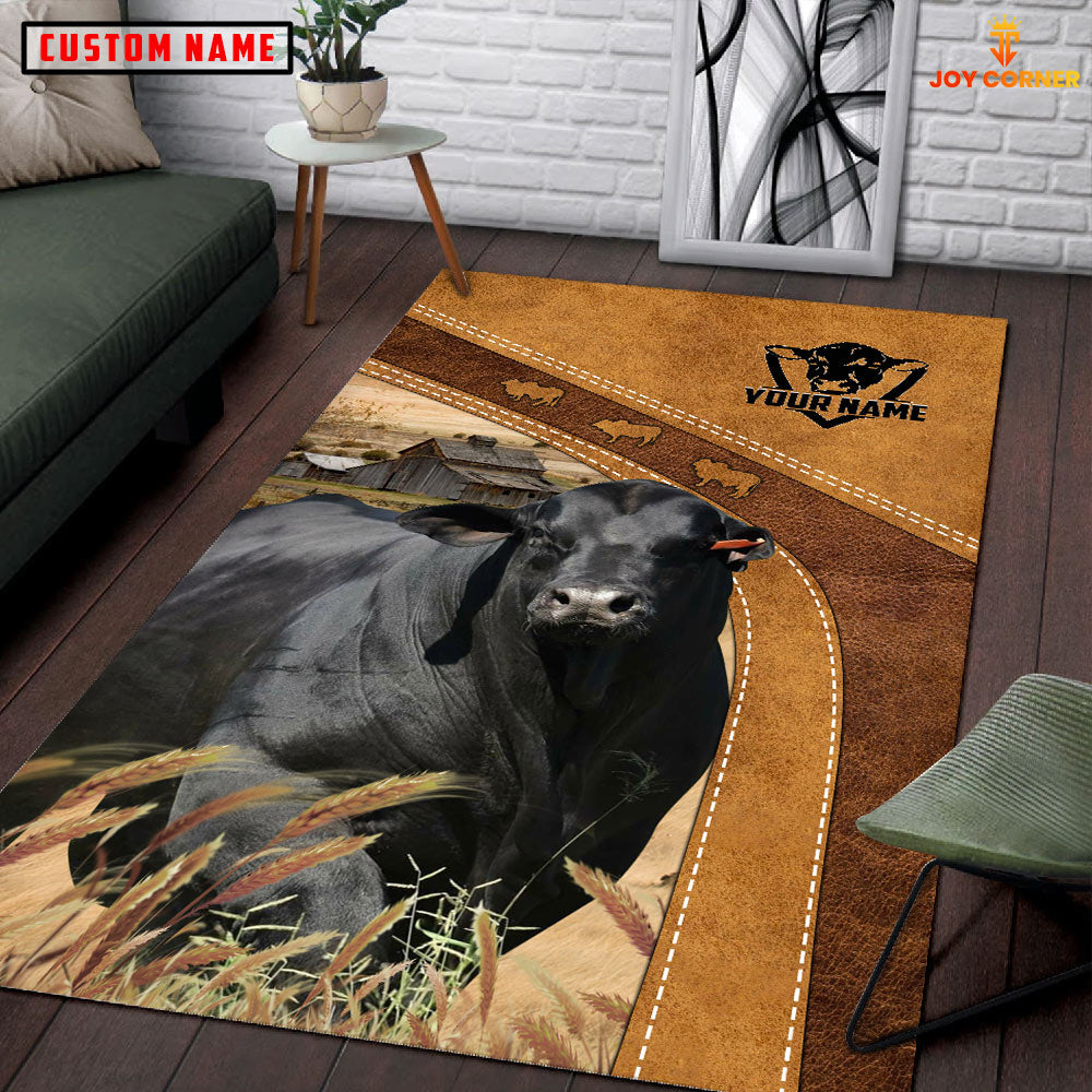 Shorthorn Farming Brown Personalized Name 3D Rug