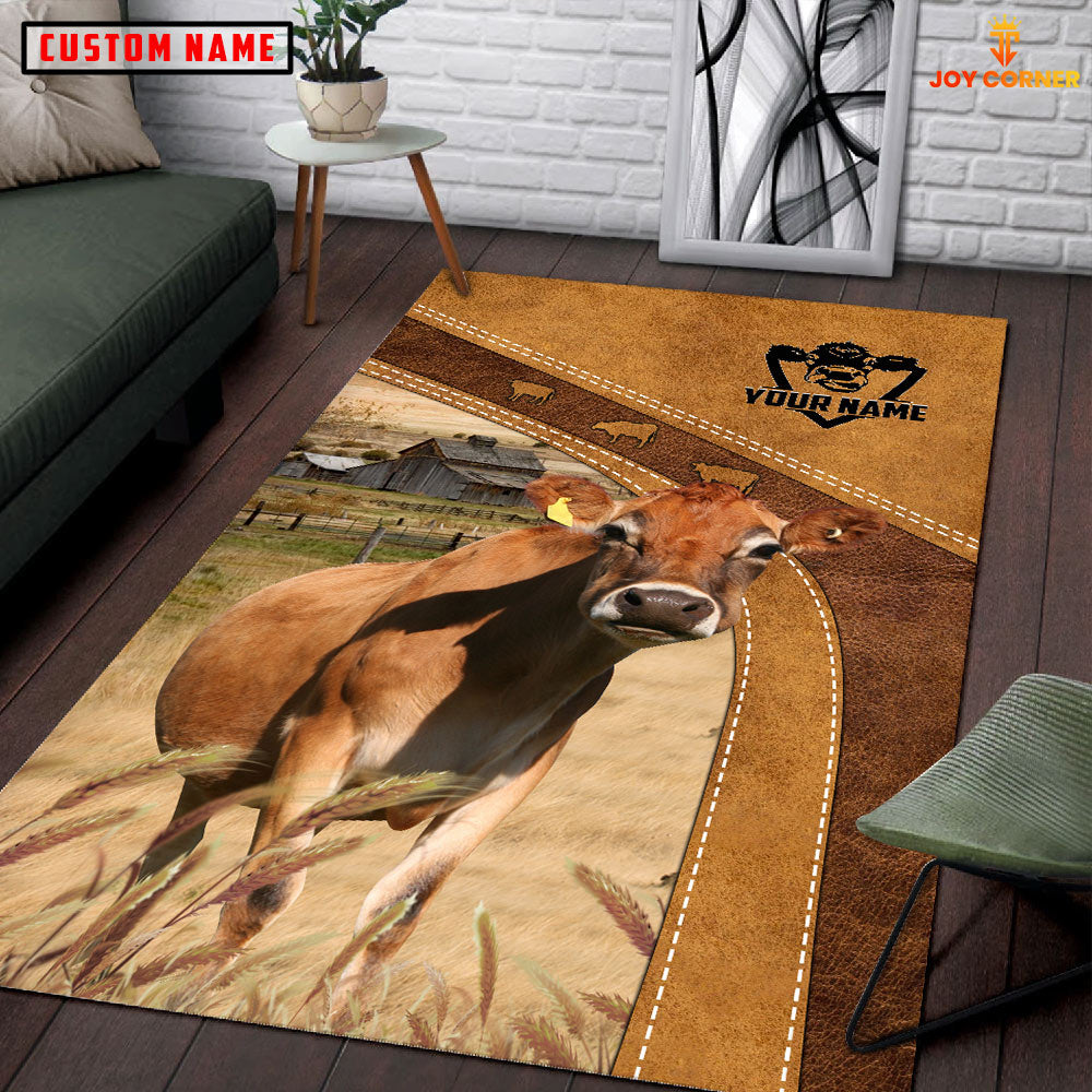 Jersey Farming Brown Personalized Name 3D Rug