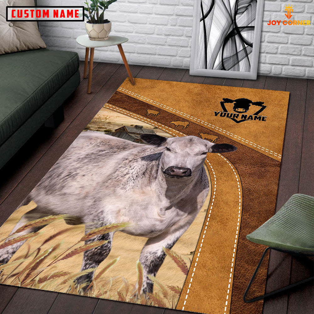 Speckle Park Farming Brown Personalized Name 3D Rug
