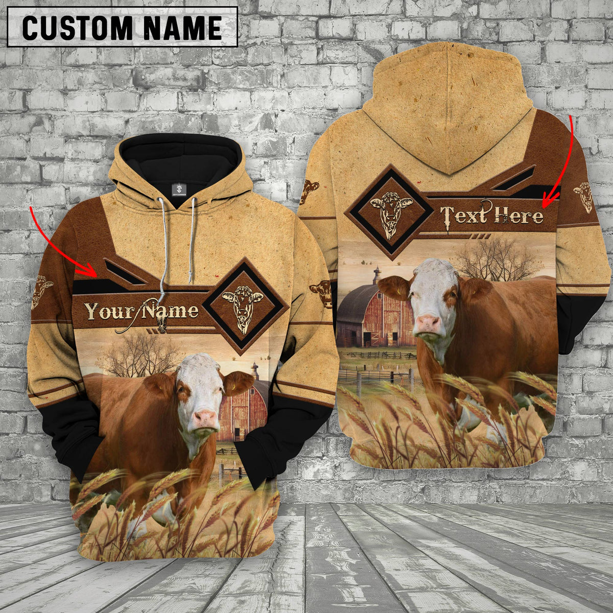 Simmental On Farms Custom Name Printed 3D Hoodie