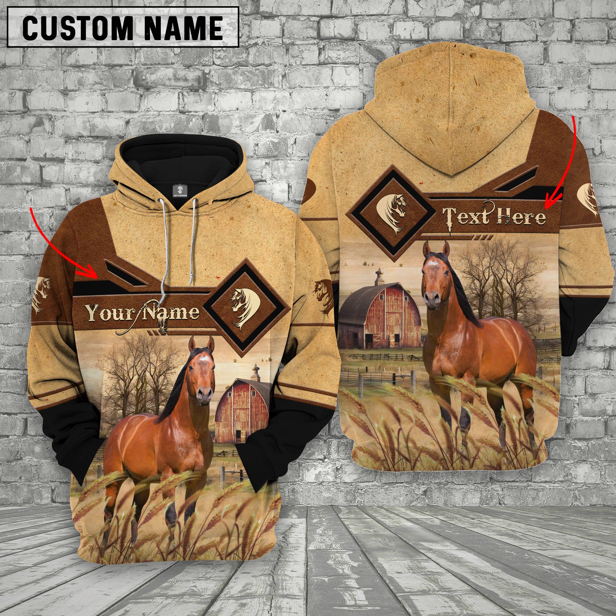 Horse On Farms Custom Name Printed 3D Hoodie