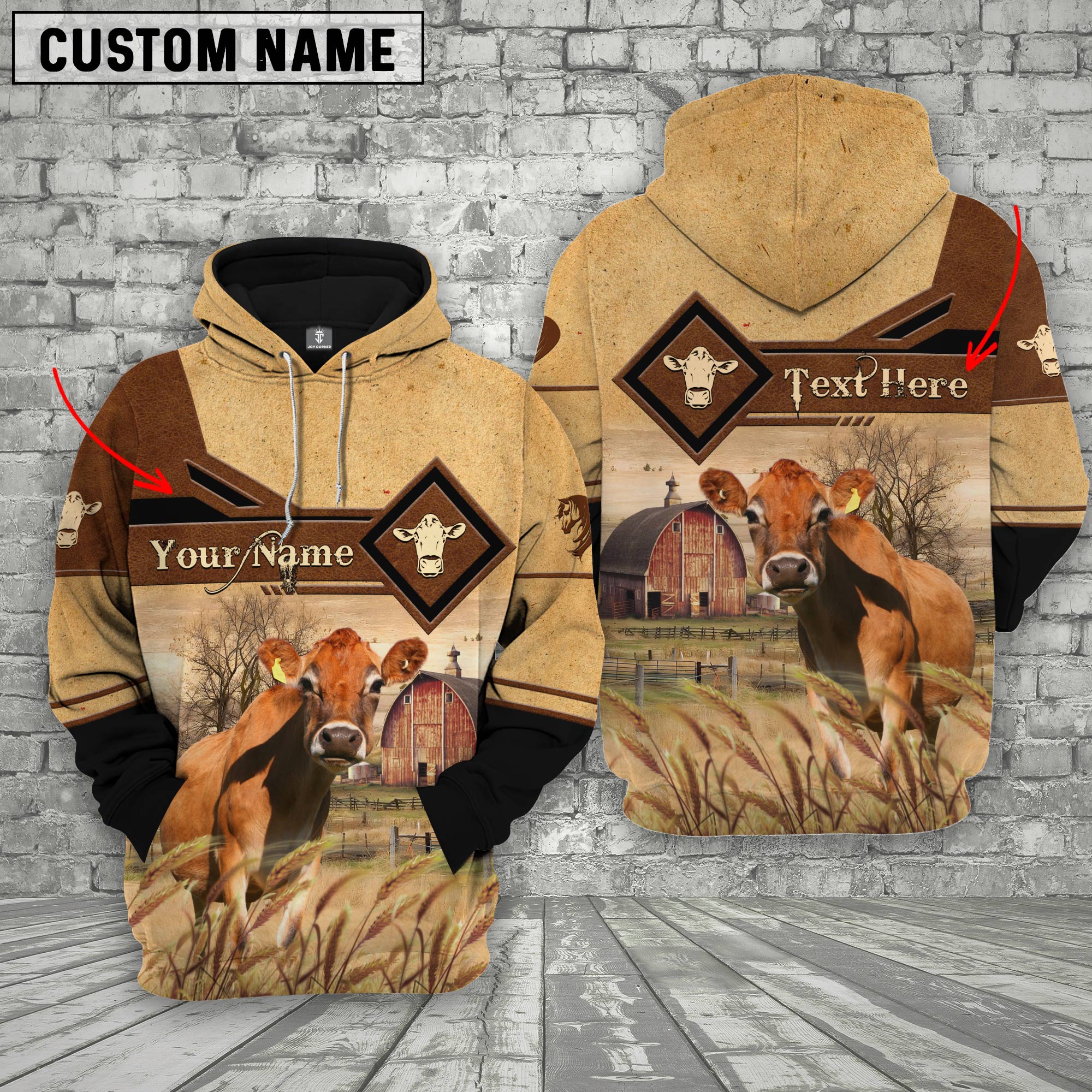 Jersey On Farms Custom Name Printed 3D Hoodie
