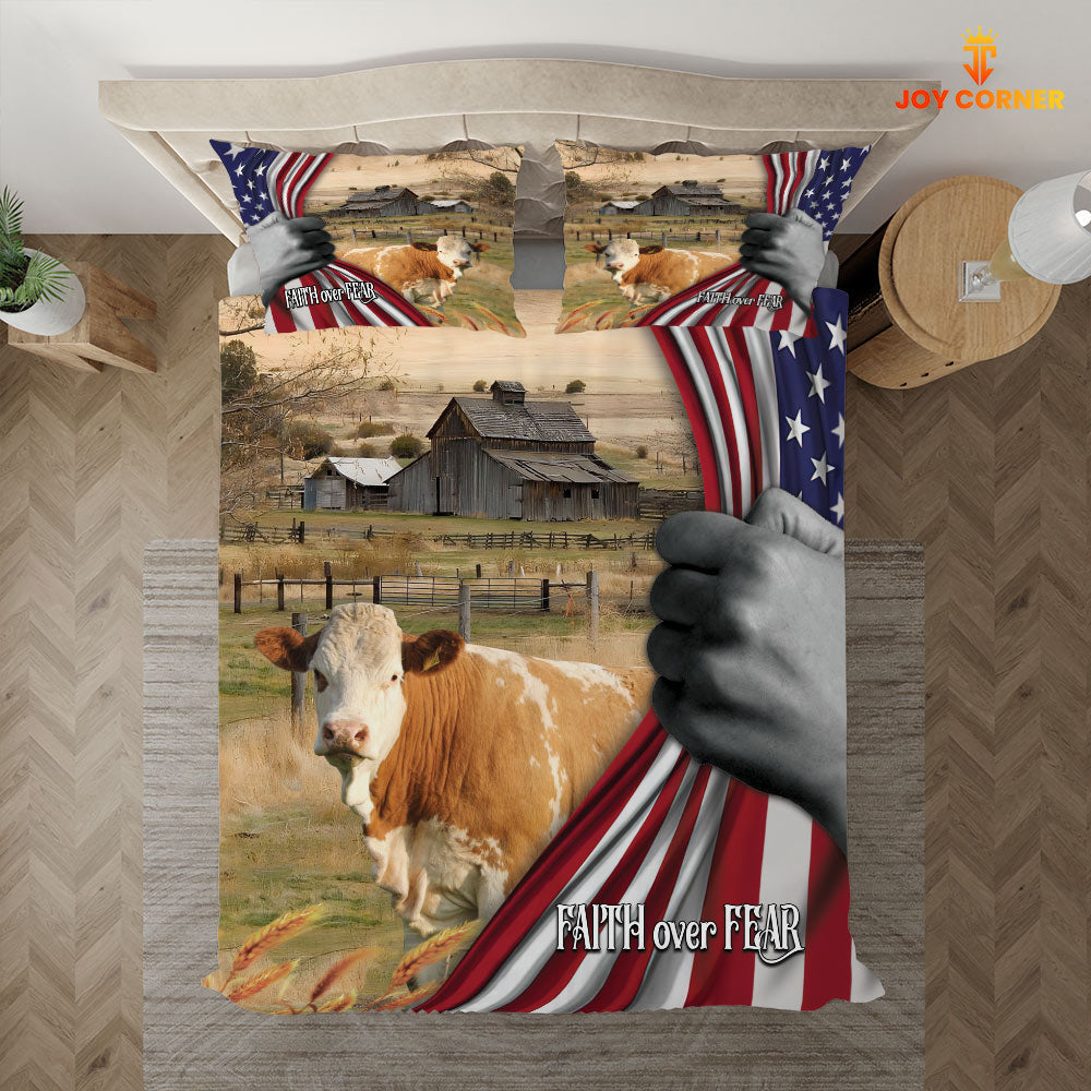 Simmental 3D US Flag Bedding Set