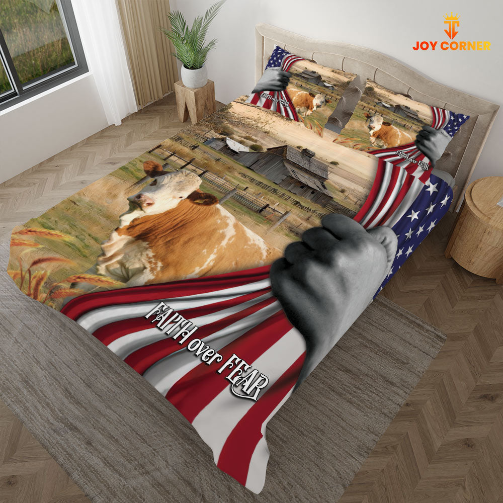 Simmental 3D US Flag Bedding Set