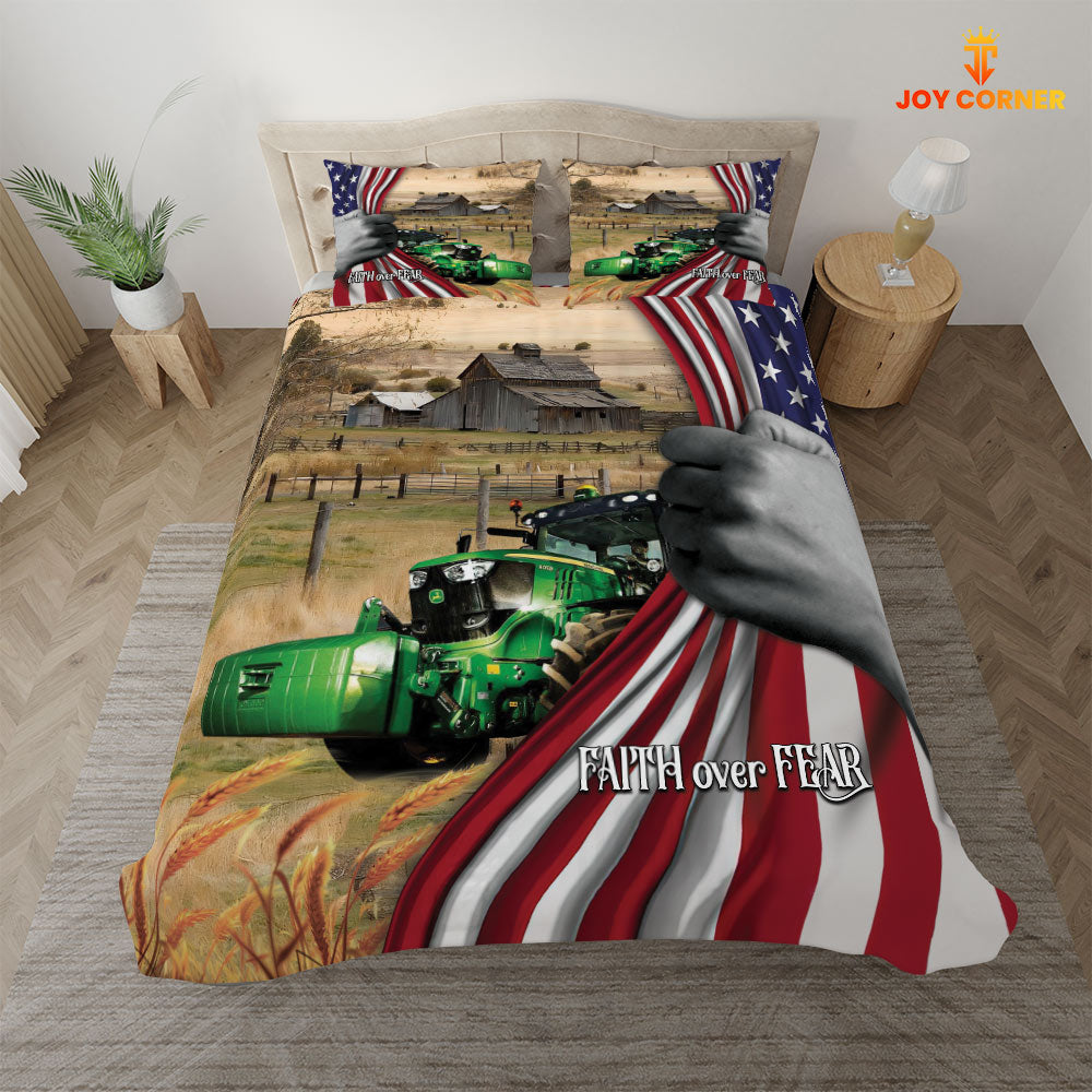 Tractor 3D US Flag Bedding Set