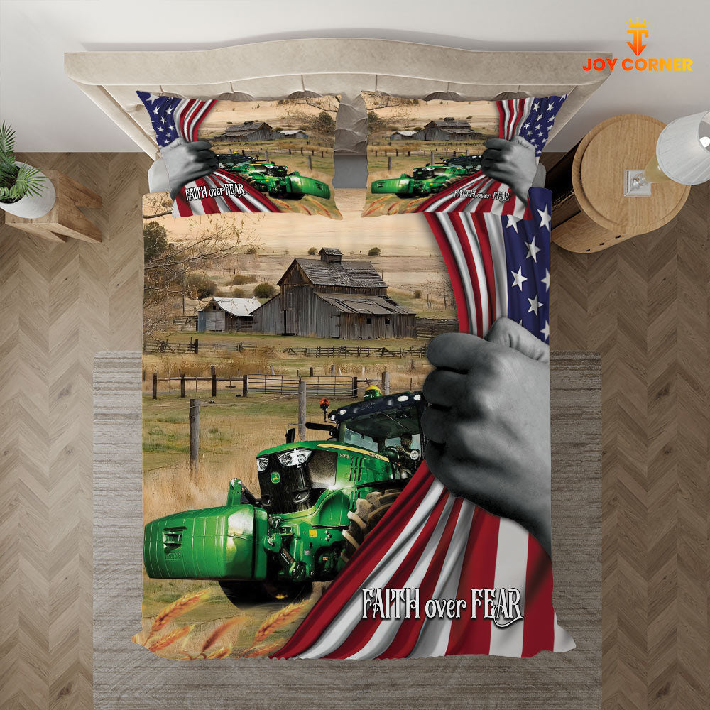 Tractor 3D US Flag Bedding Set