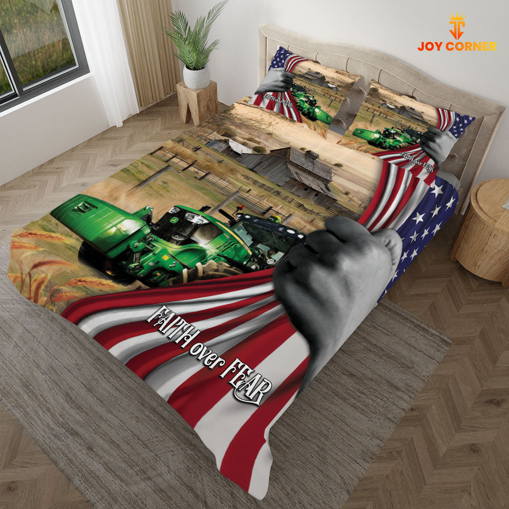 Tractor 3D US Flag Bedding Set