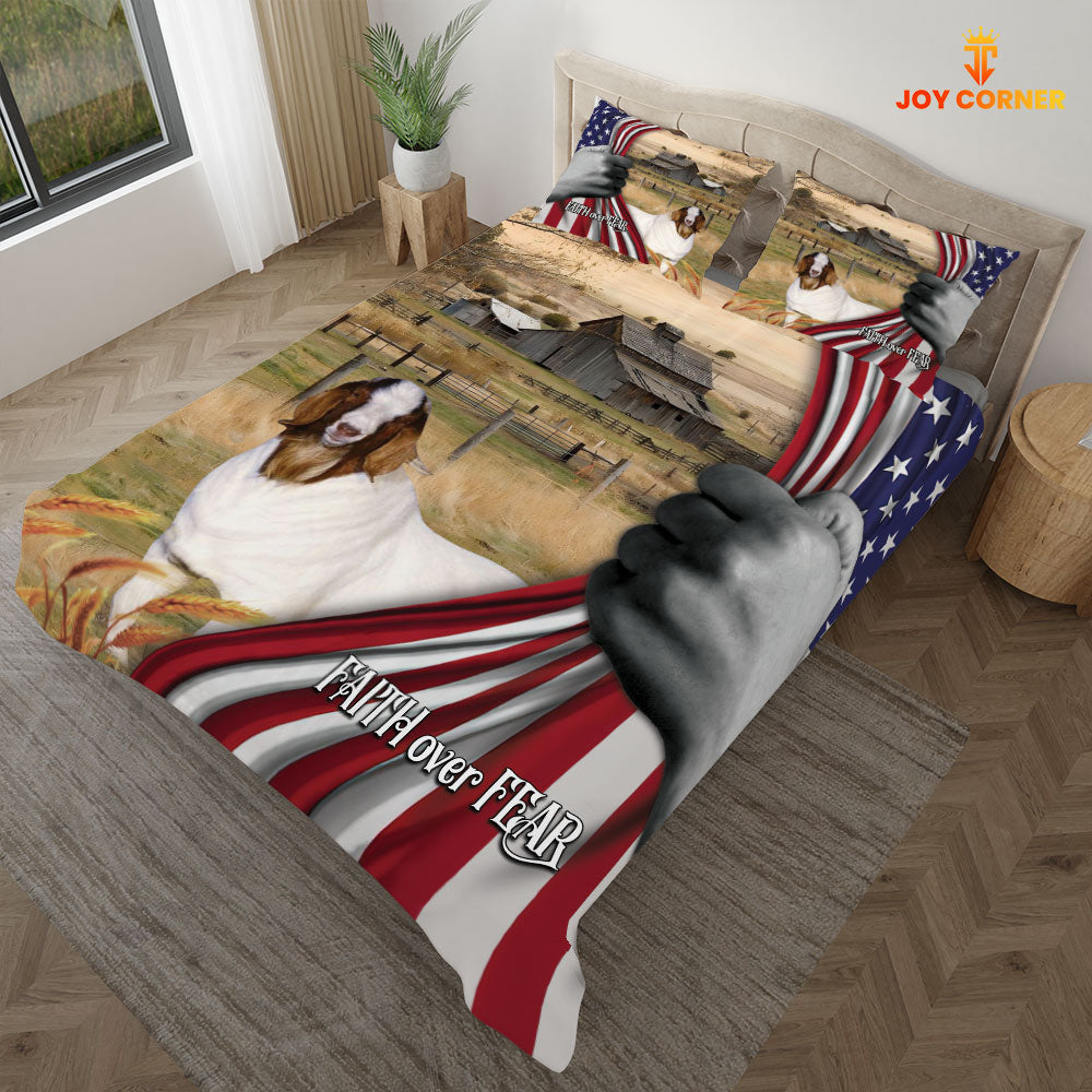 Boer Goat 3D US Flag Bedding Set